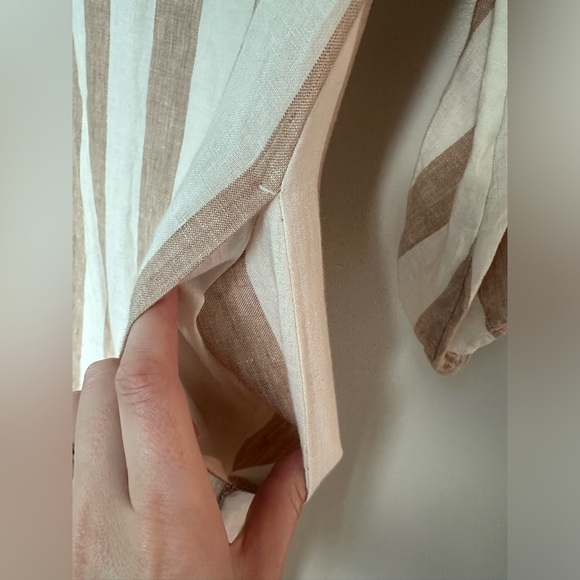 NWT Everlane linen striped midi dress with sleeves, size 2, tan and cream - Picture 10 of 12